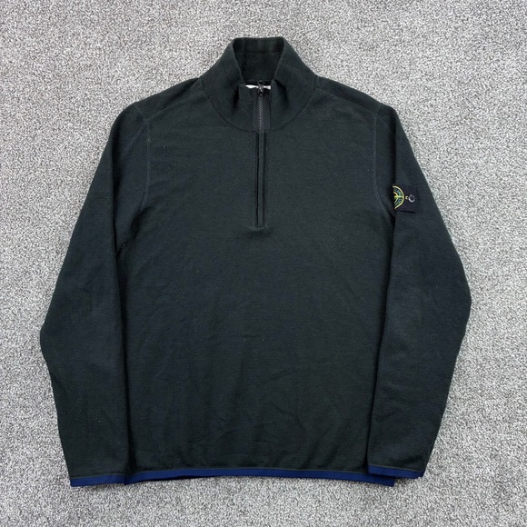 Stone Island Sweater Men's M Charcoal Gray 1/4 Zip Knit Wool Blend Made in Italy